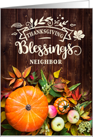 for Neighbor Thanksgiving Blessings Pumkins and Gourds card