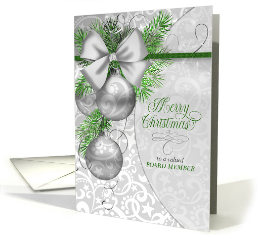 Board Members Business Christmas Silver Looking Ornaments card