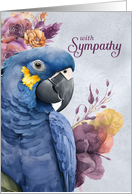 Pet Sympathy Hyacinth Macaw and Botanical Accents in Purple card