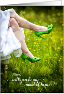 Niece Maid of Honor Request Green Wedding Shoes card