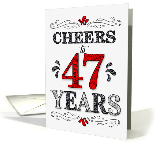 47th Birthday Cheers in Red White and Black Patterns card (1773794)