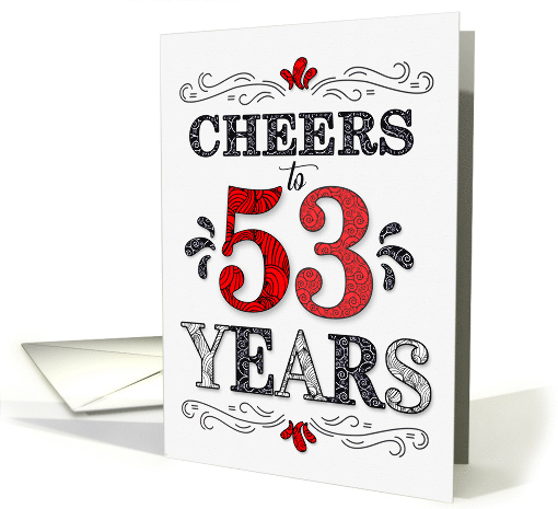 53rd Birthday Cheers in Red White and Black Patterns card (1773998)
