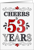 53rd Birthday Cheers in Red White and Black Patterns card
