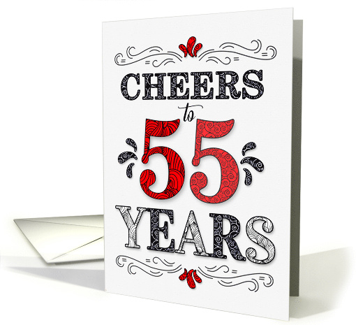 55th Birthday Cheers in Red White and Black Patterns card (1774004)