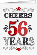 56th Birthday Cheers in Red White and Black Patterns card
