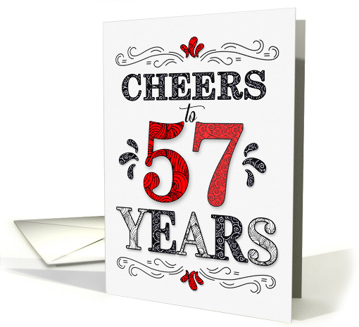 57th Birthday Cheers in Red White and Black Patterns card (1774010)