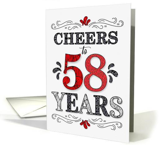 58th Birthday Cheers in Red White and Black Patterns card (1774014)