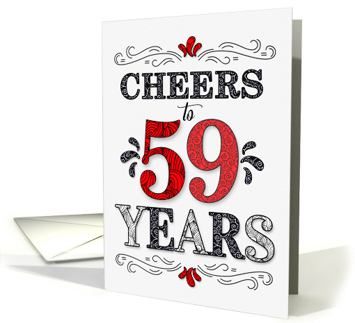 59th Birthday Cheers in Red White and Black Patterns card (1774018)