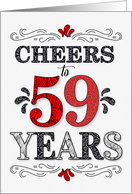 59th Birthday Cheers in Red White and Black Patterns card