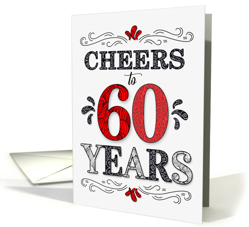 60th Birthday Cheers in Red White and Black Patterns card (1774220)