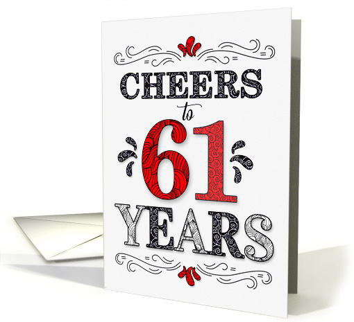 61st Birthday Cheers in Red White and Black Patterns card (1774222)