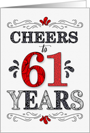 61st Birthday Cheers in Red White and Black Patterns card