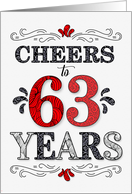 63rd Birthday Cheers in Red White and Black Patterns card