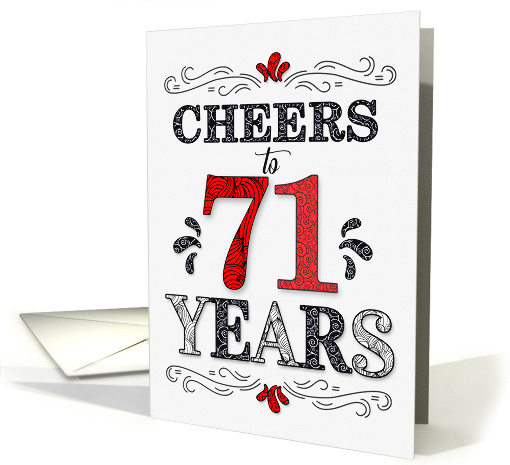 71st Birthday Cheers in Red White and Black Patterns card (1774474)