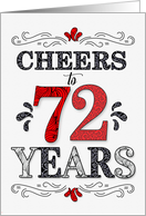 72nd Birthday Cheers in Red White and Black Patterns card