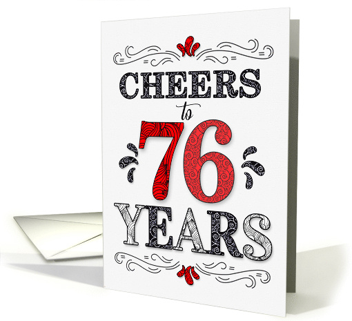 76th Birthday Cheers in Red White and Black Patterns card (1774506)