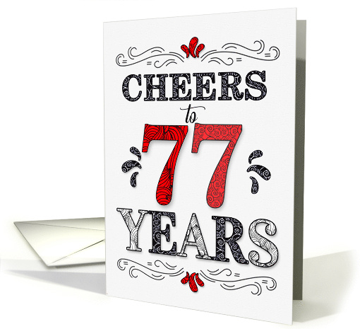 77th Birthday Cheers in Red White and Black Patterns card (1774508)