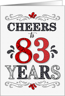 83rd Birthday Cheers in Red White and Black Patterns card