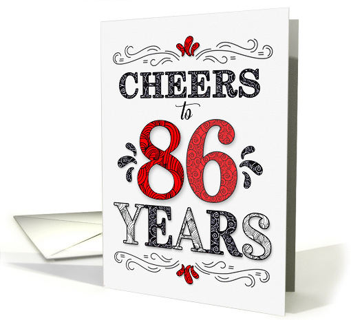 86th Birthday Cheers in Red White and Black Patterns card (1774962)