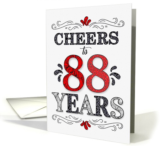 88th Birthday Cheers in Red White and Black Patterns card (1774966)