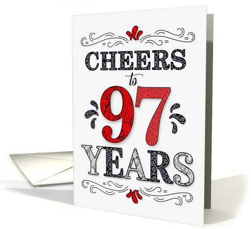 97th Birthday Cheers in Red White and Black Patterns card (1775184)