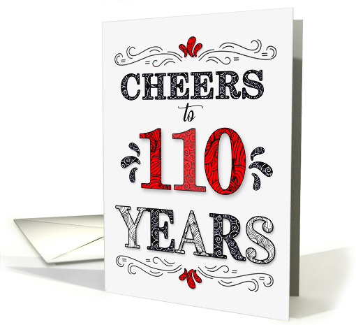 110th Birthday Cheers in Red White and Black Patterns card (1775976)