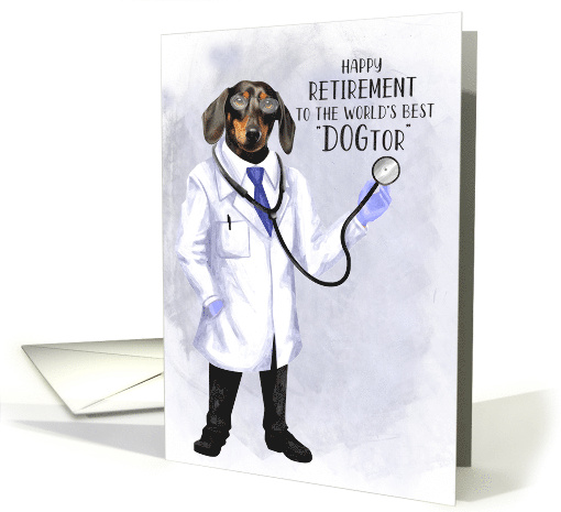 Dachshund Doctor Retirement Funny Dog Doctor with Stethoscope card