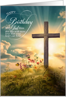 Christian Birthday Cross on Hill card