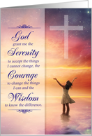 Serenity Prayer 12-Step Recovery Anniversary Christian Cross card