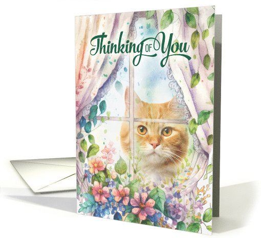 Thinking of You Cat in a Garden Window card (1822822)