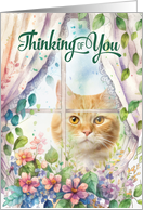 Thinking of You Cat in a Garden Window card
