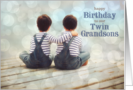 Birthday for Twin Grandsons Young Boys on a Dock Nautical card