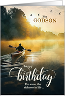 For Godson Birthday Rowing a Kayak on the Lake card