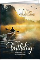 For Great Grandson Birthday Rowing a Kayak on the Lake card