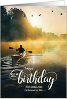 21st Birthday Rowing a Kayak on the Lake card