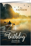 Nephew 25th Birthday Rowing a Kayak on the Lake card