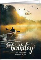 For Son 35th Birthday Rowing a Kayak on the Lake card