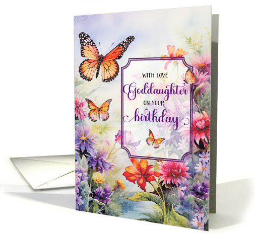 Goddaughter Birthday Butterflies and Bright Wildflower Garden card