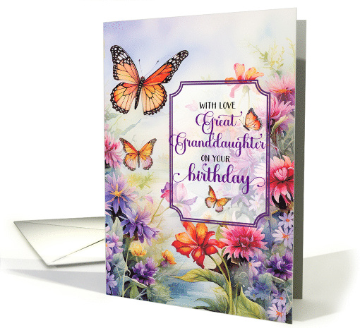 Great Granddaughter Birthday Butterflies Wildflower Garden card