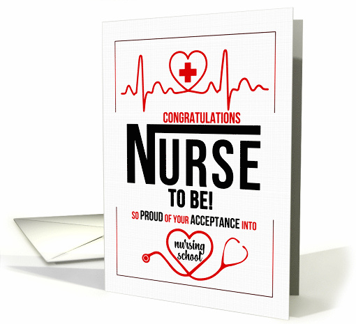 Nursing School Acceptance Congratulations Red Black and White card
