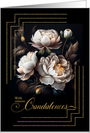 Condolences White Magnolia Floral Bouquet on Black card