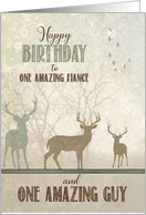 for Fiance Birthday Deer in the Woodland Forest card