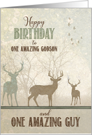 for Godson Birthday Deer in the Woodland Forest card