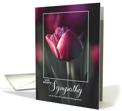 With Deepest Sympathy Rich Pink Tulip with Custom Text card (1837050)