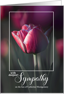 With Deepest Sympathy Rich Pink Tulip with Custom Text card