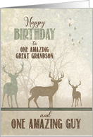 for Great Grandson Birthday Deer in the Woodland Forest card