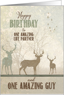 for Life Partner Birthday Deer in the Woodland Forest card