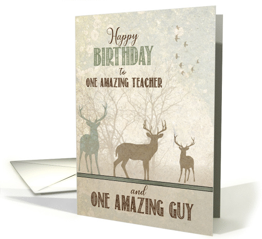 for Teacher Birthday Deer in the Woodland Forest card (1837344)