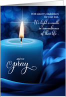 Condolences Sympathy Blue Candlelight with Prayer card