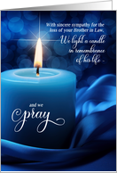 Loss of a Brother in Law Sympathy Blue Candlelight with Prayer card